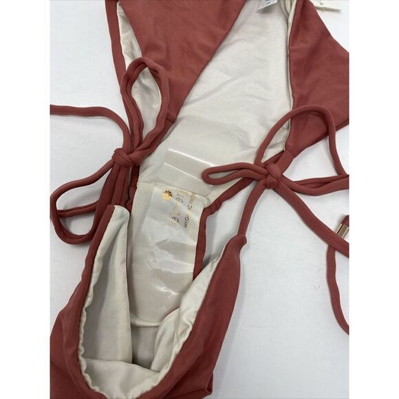 EBERJEY Womens Red Side-Tie Bikini Bottom NEW So Solid Sadie REVOLVE Sz L - Picture 7 of 10